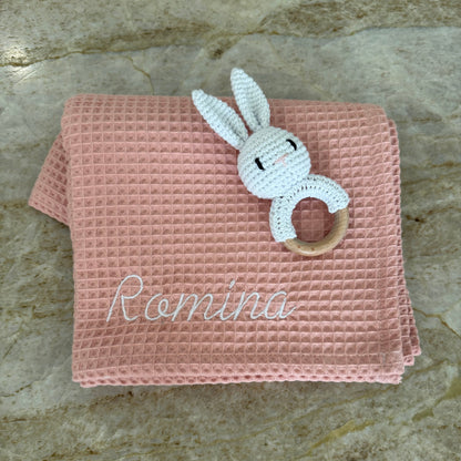 Cobija Waffle Personalizada - Rosa