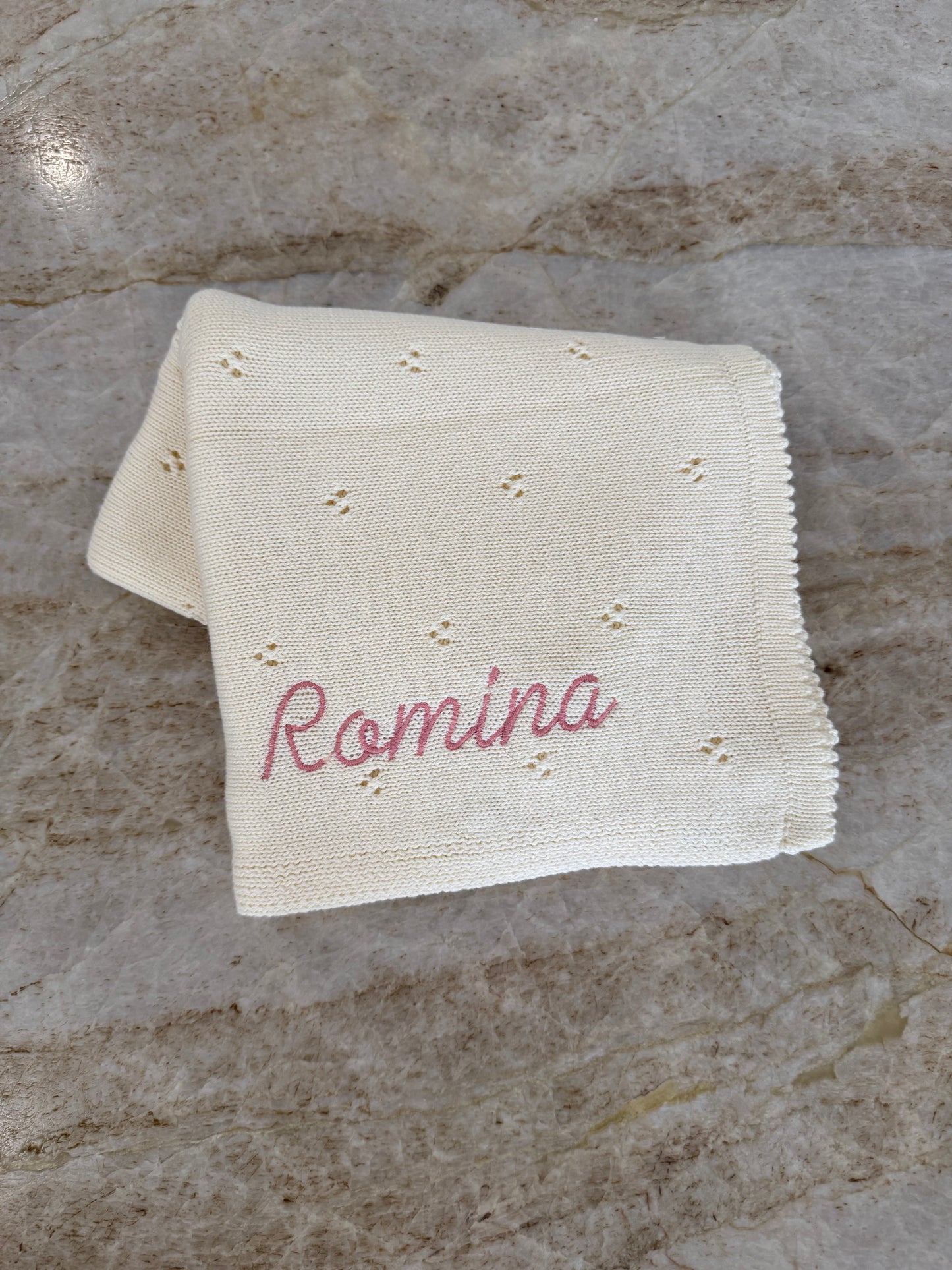 Cobija Tejida Personalizada Crema para Bebé