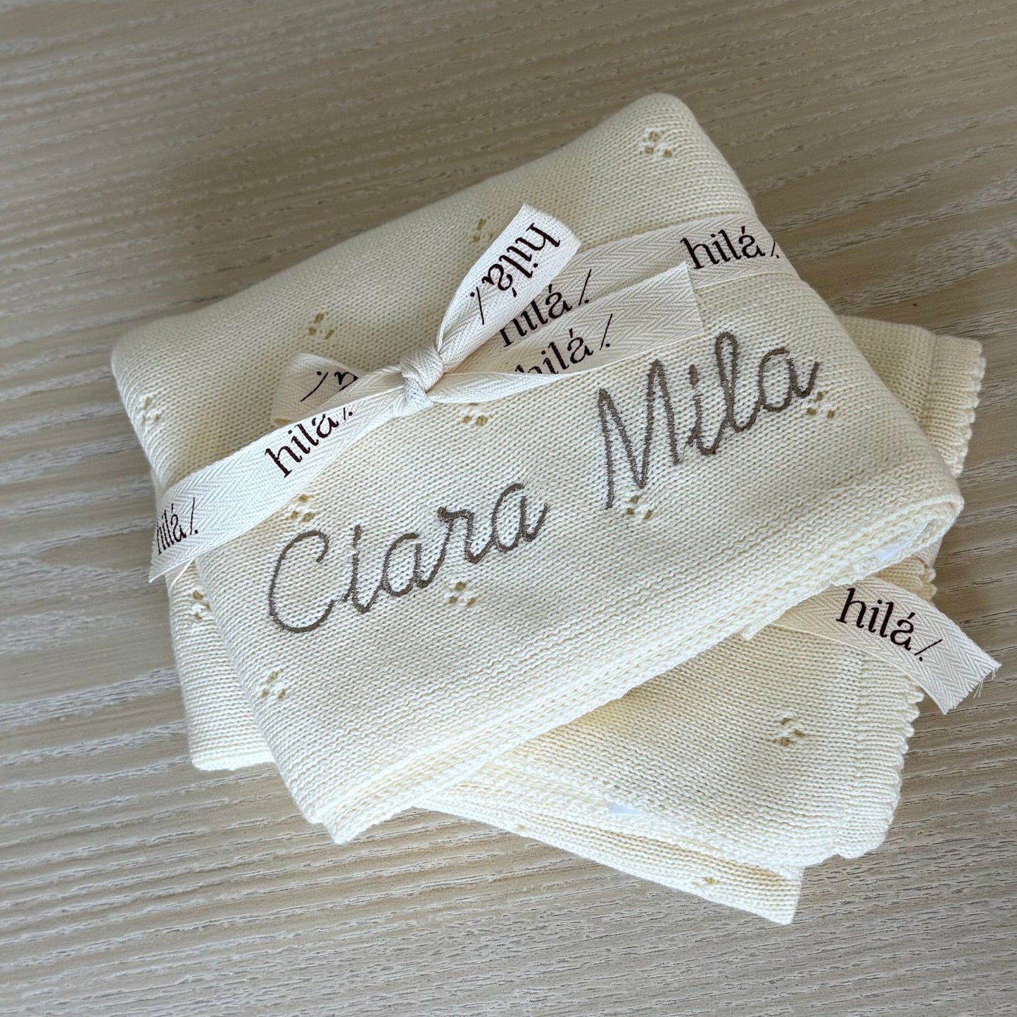 Cobija Tejida Personalizada Crema para Bebé