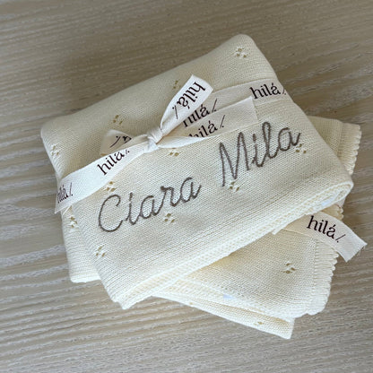 Cobija Tejida Personalizada Crema para Bebé