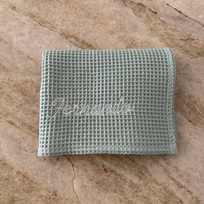 Cobija Waffle Personalizada - Azul
