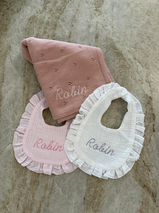 Set Cobija + 2 Baberos Personalizados