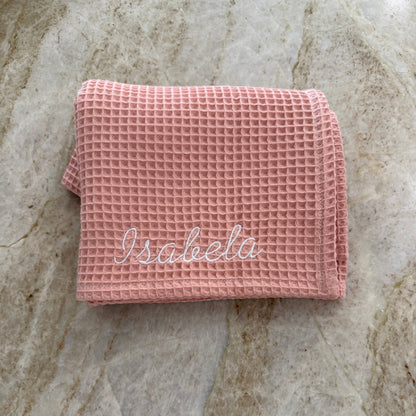 Cobija Waffle Personalizada - Rosa