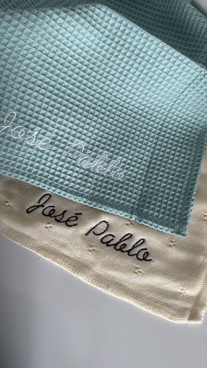 Cobija Waffle Personalizada - Azul