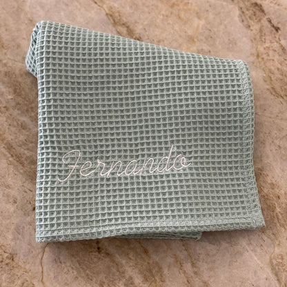 Cobija Waffle Personalizada - Azul