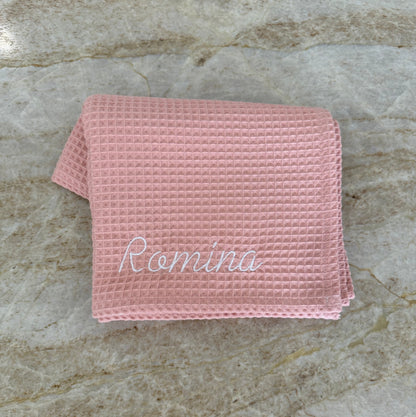 Cobija Waffle Personalizada - Rosa