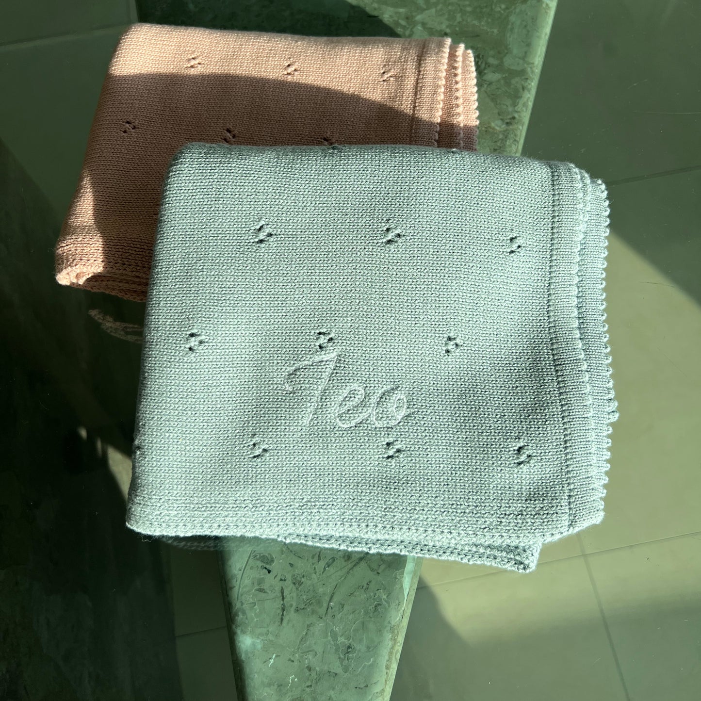 Cobija Tejida Personalizada Azul para Bebé