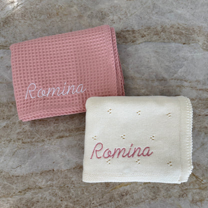 Cobija Waffle Personalizada - Rosa