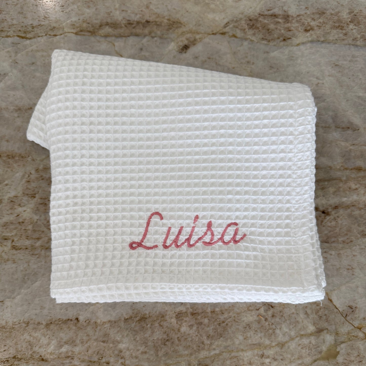 Cobija Waffle Personalizada - Blanca