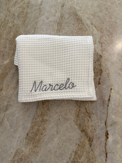 Cobija Waffle Personalizada - Blanca