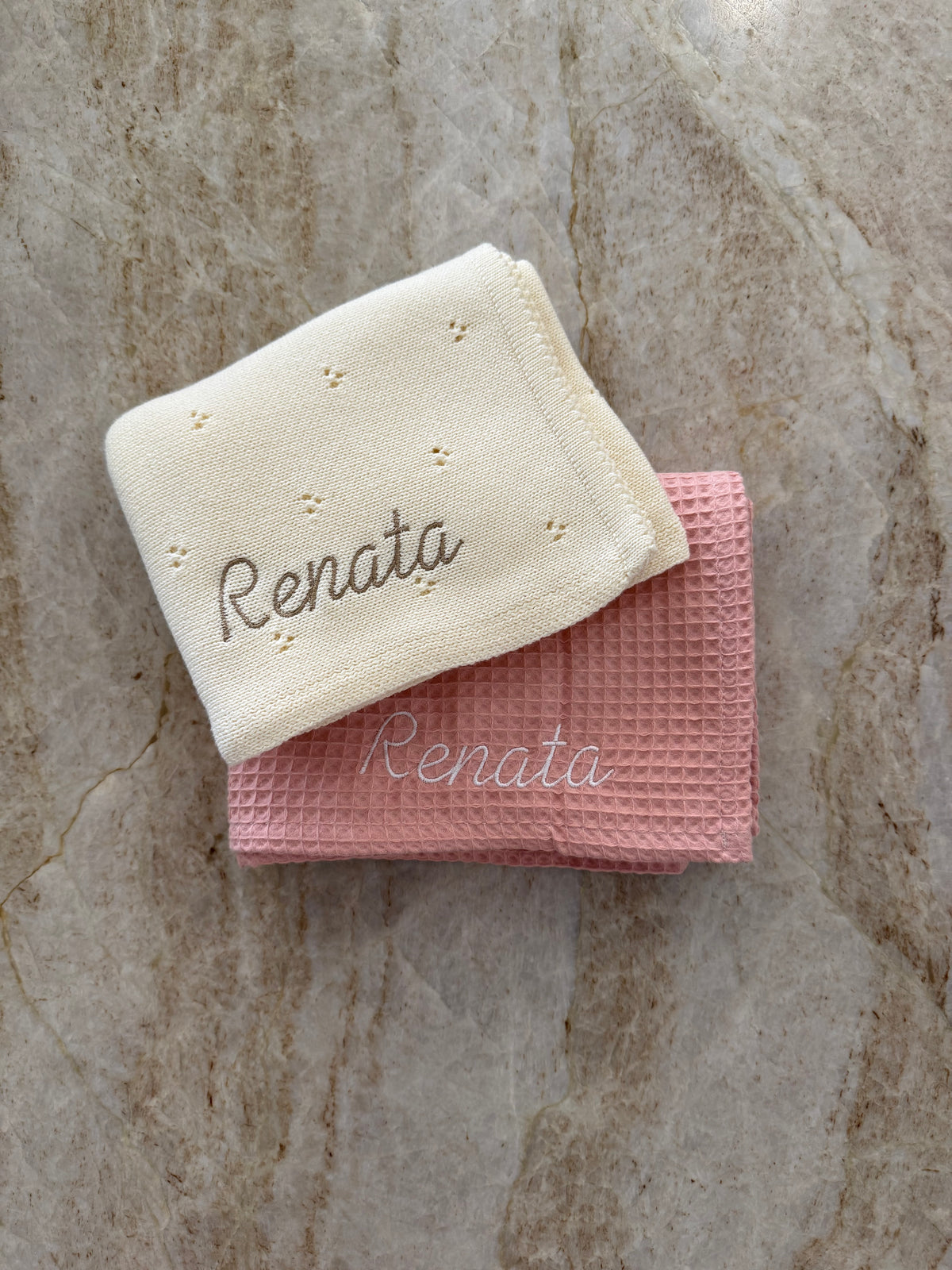 Cobija Waffle Personalizada - Rosa