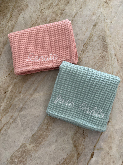 Cobija Waffle Personalizada - Azul