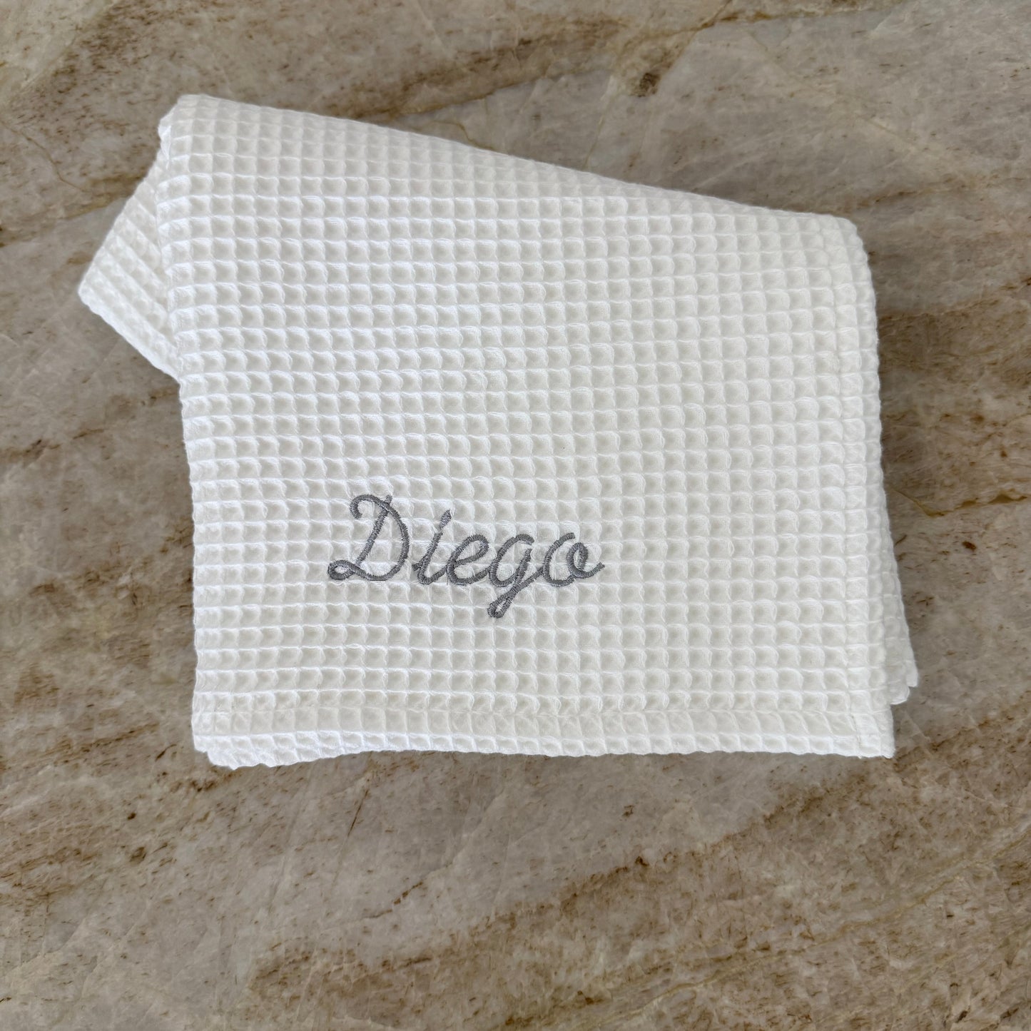 Cobija Waffle Personalizada - Blanca