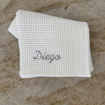 Cobija Waffle Personalizada - Blanca