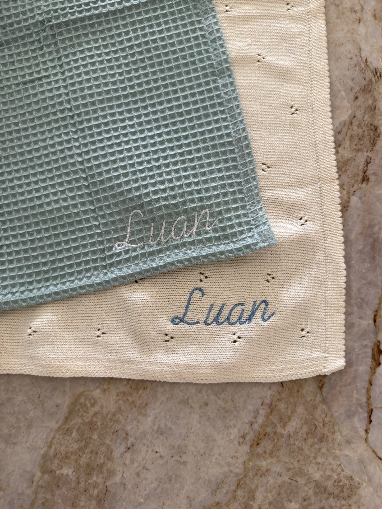 Cobija Waffle Personalizada - Azul