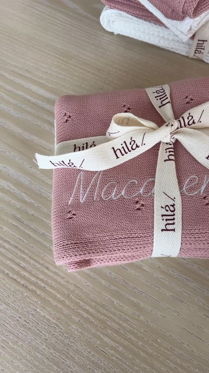 Cobija Tejida Personalizada Rosa para Bebé